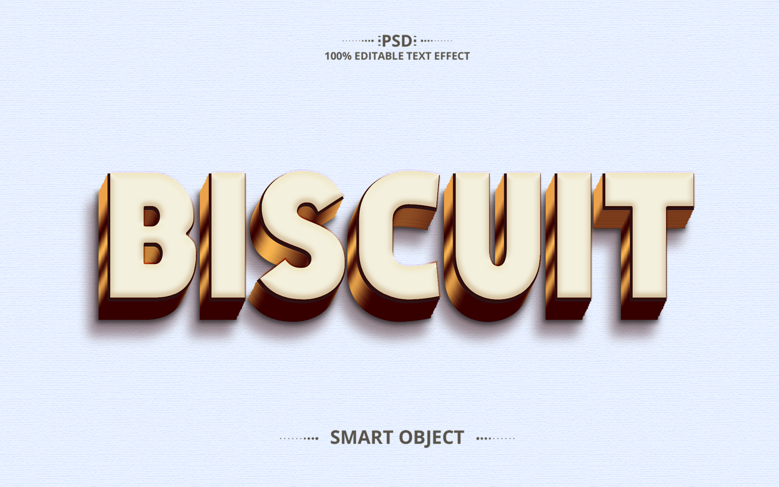 biscuit 3D Editable Text Effect Design psd