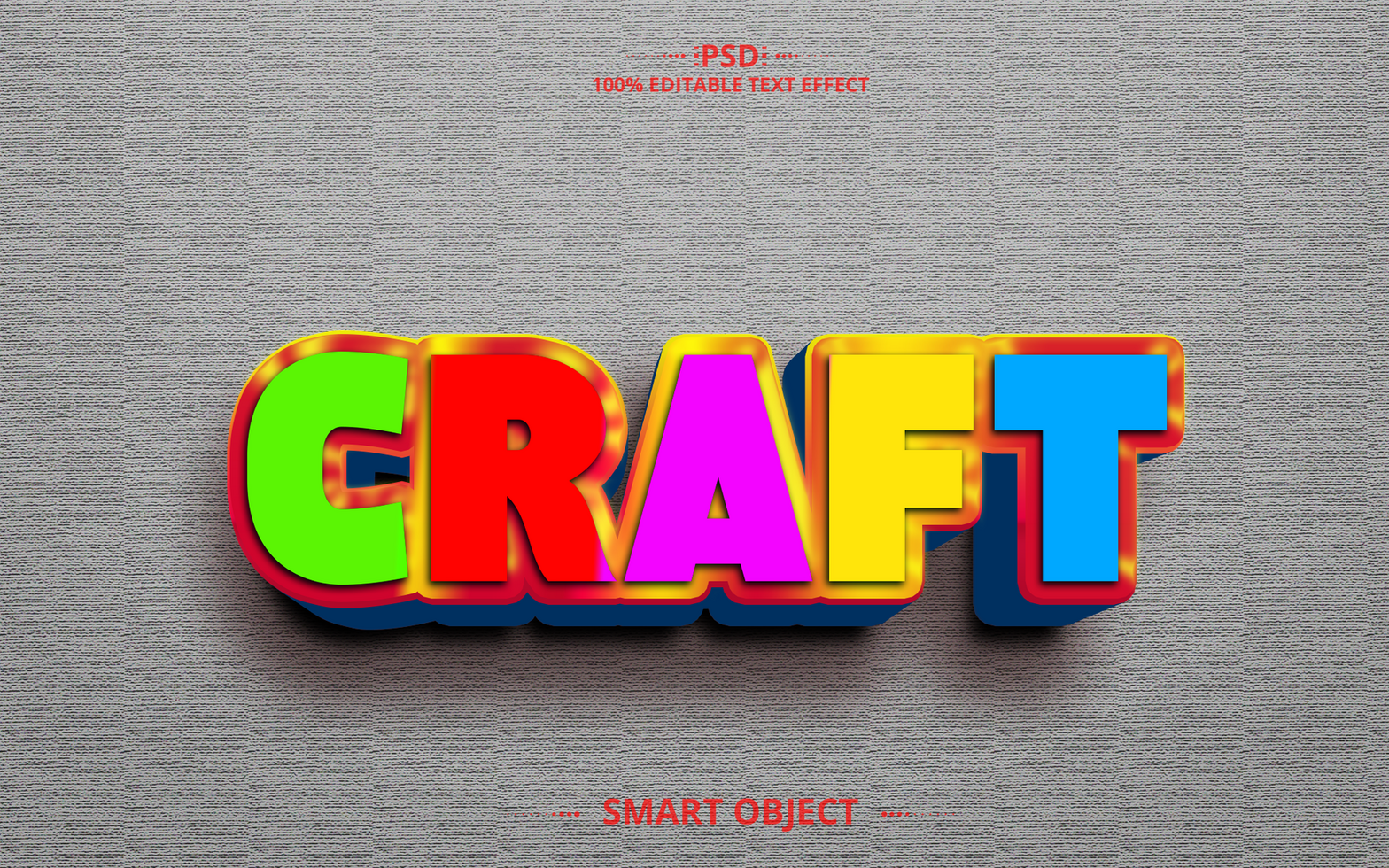 Craft 3D Editable Text Effect Design psd