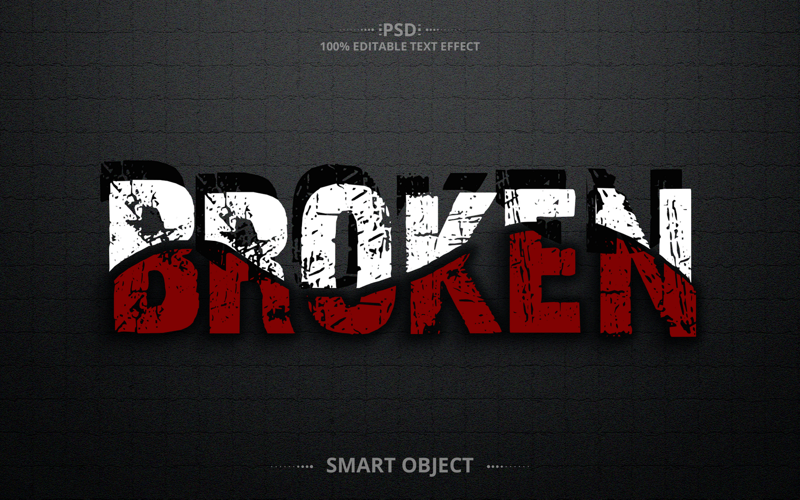 Broken cut paper text effect design psd