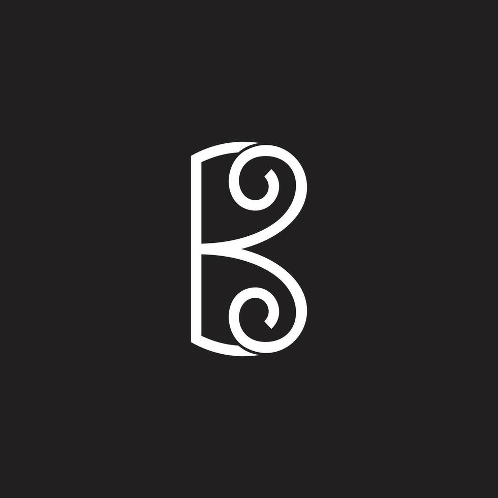 letters bk loop spiral simple line art logo vector