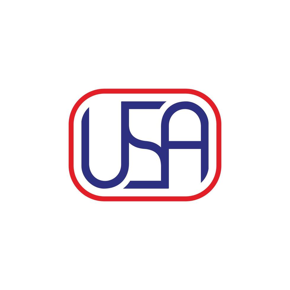 letter usa simple circle geometric red blue icon vector
