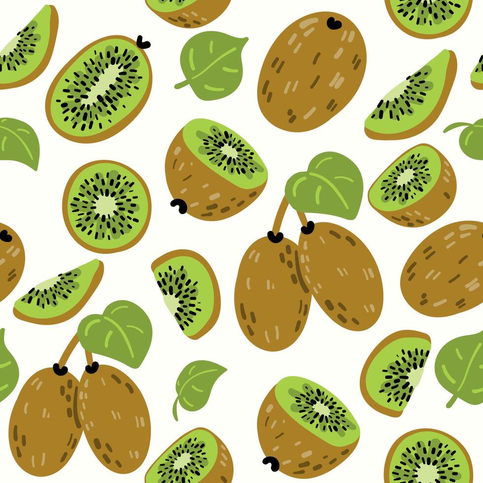 Modern abstract kiwi design with seamless Fruits pattern and unique textures, ideal for fabric, stationery, and home decor. vector