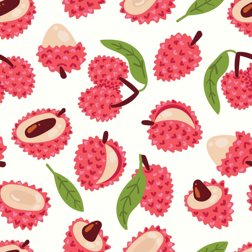 Modern abstract lichees design with seamless Fruits pattern and unique textures, ideal for fabric, stationery, and home decor. vector