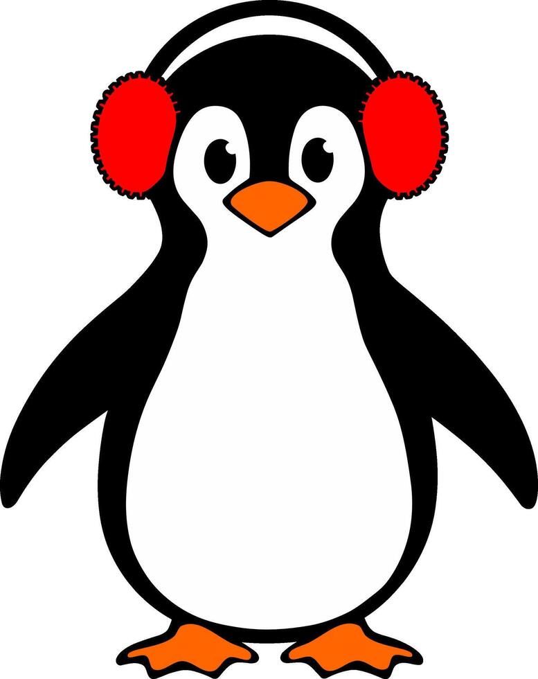Cute Penguin with Earmuffs vector
