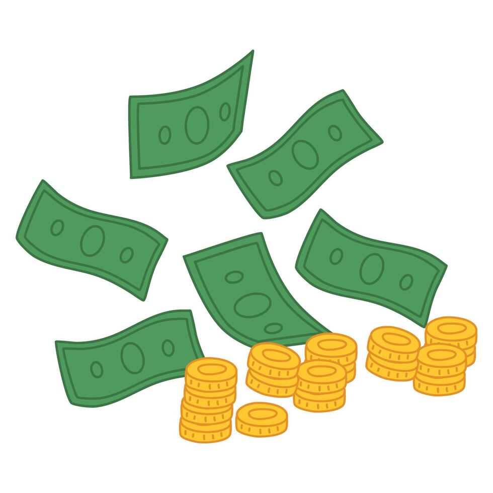 Dollar Bills and Coins banking illustration vector