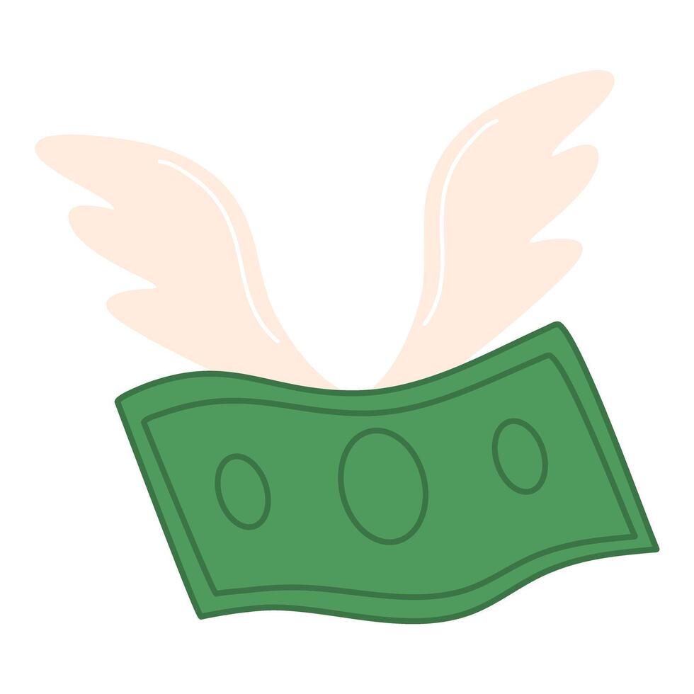 Money with Wings Illustration of Flying vector