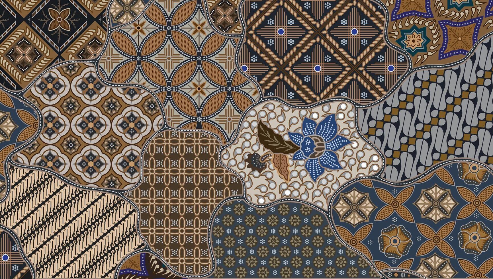 Batik Parang Sekar Jagat, Indonesian Batik Ethnic Pattern, iilustration style for background design. vector