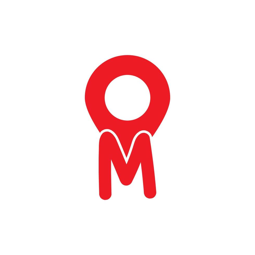 Letter M geo tag logo icon design template elements. Simple and modern illustration logo design initial M pin location. vector