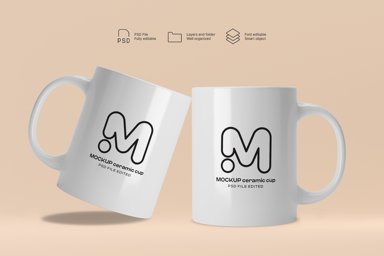 Black and White Mug Mockup for Contrast Branding psd