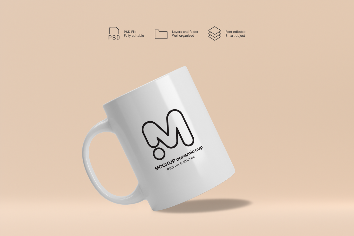 Mug Mockup with Realistic Textures and Shadows psd