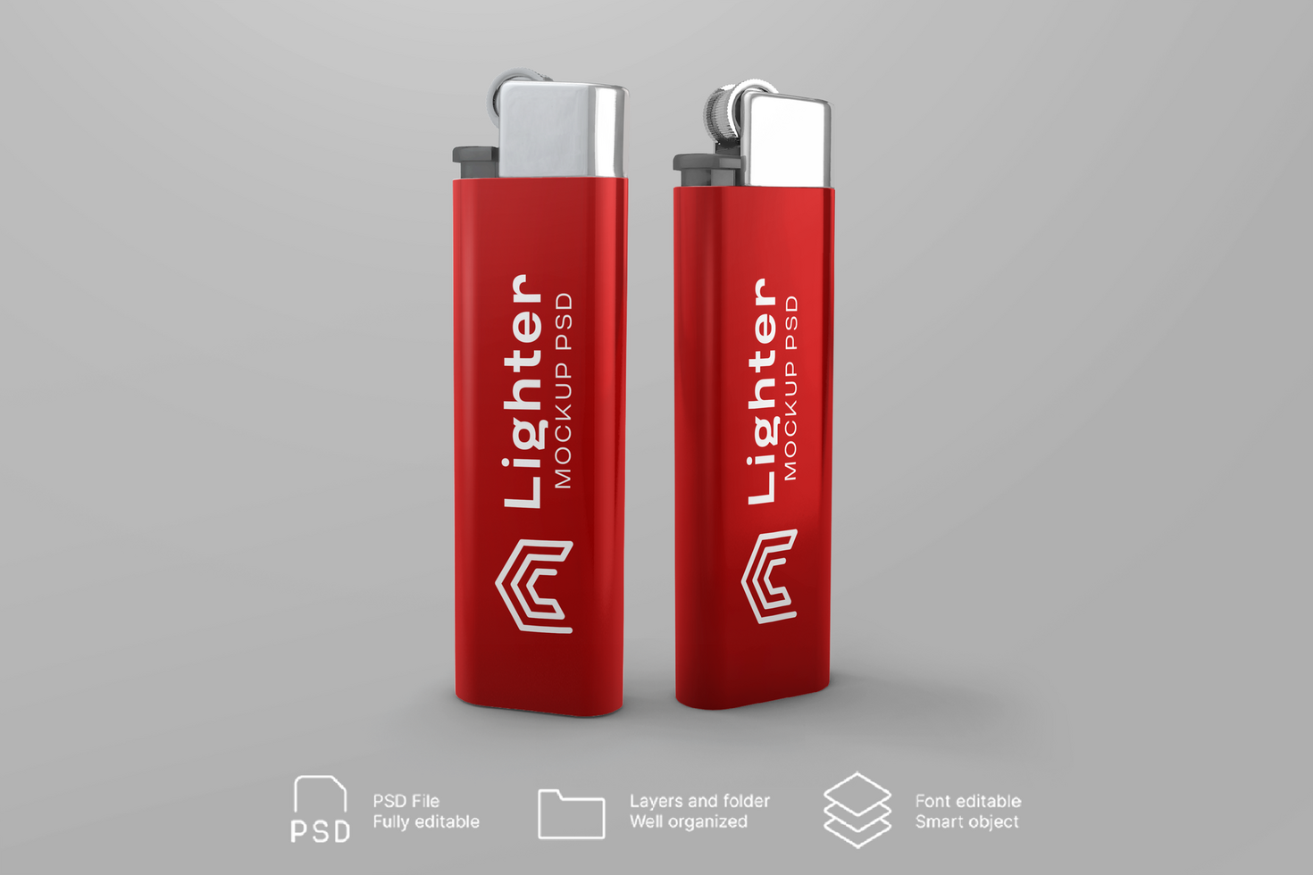 Realistic Lighter Mockup with Smart Object Layers psd