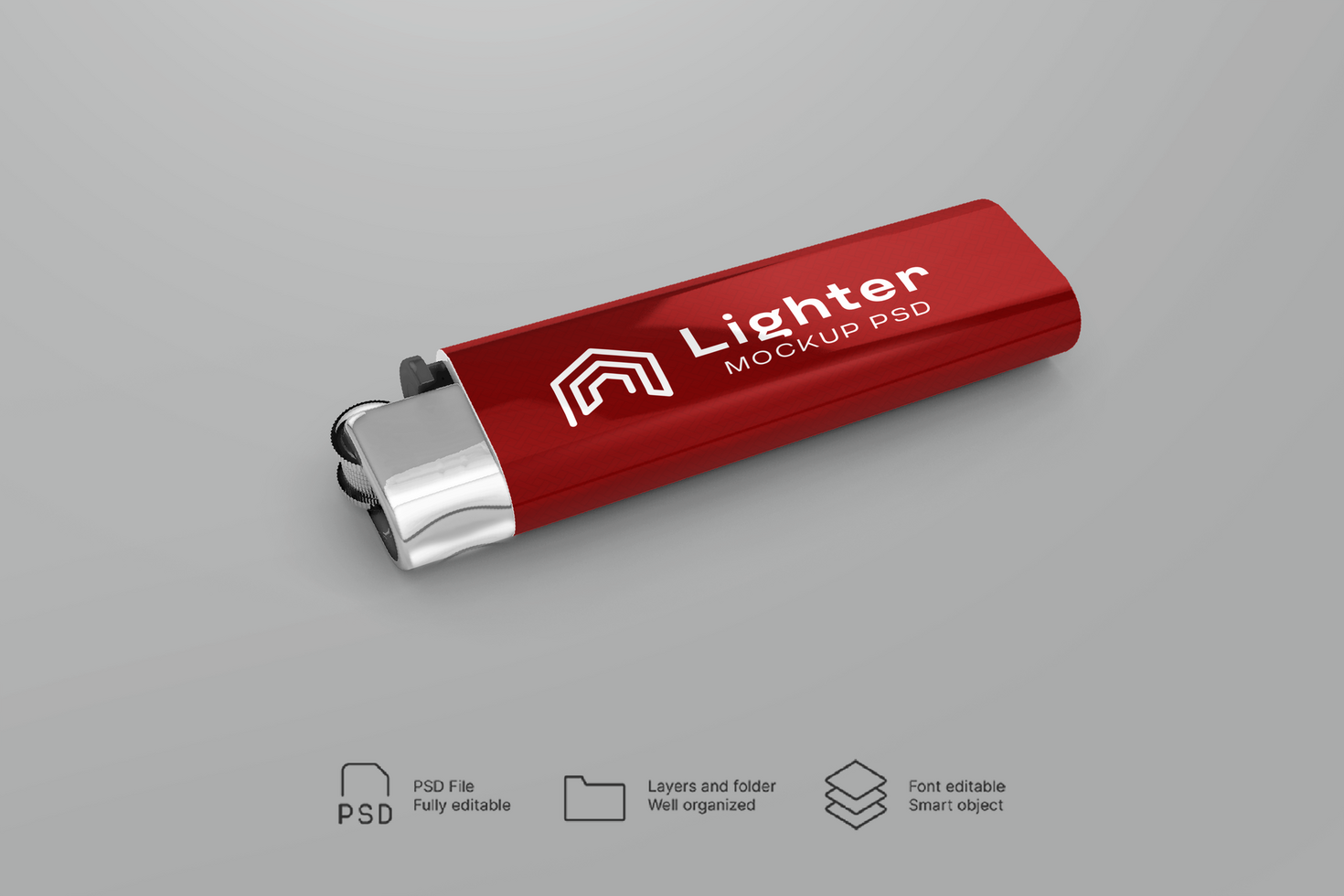 Detailed Lighter Mockup with Adjustable Reflections psd