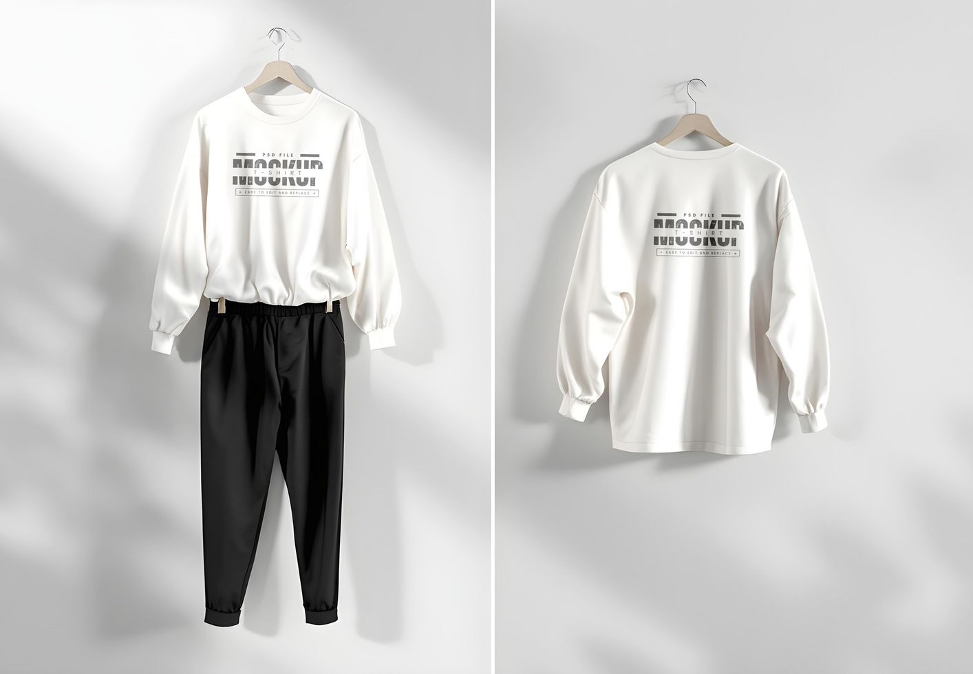 T-Shirt Mockup with Premium Fabric Texture and Shadows psd