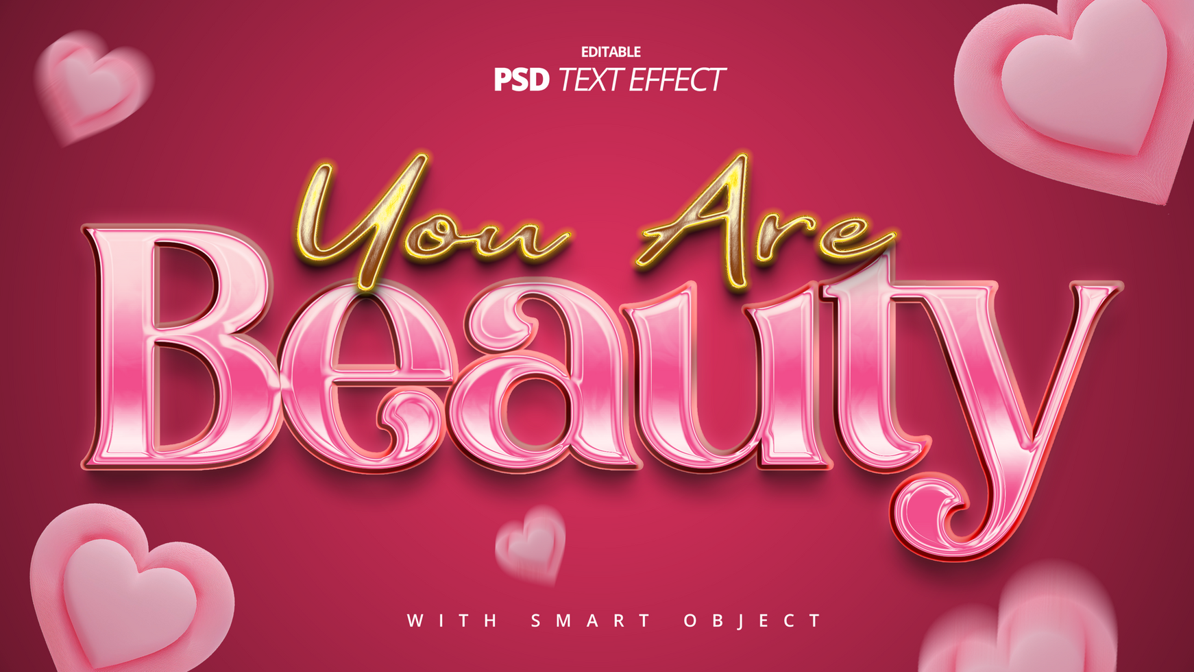 valentine's day 3d beauty text effect psd