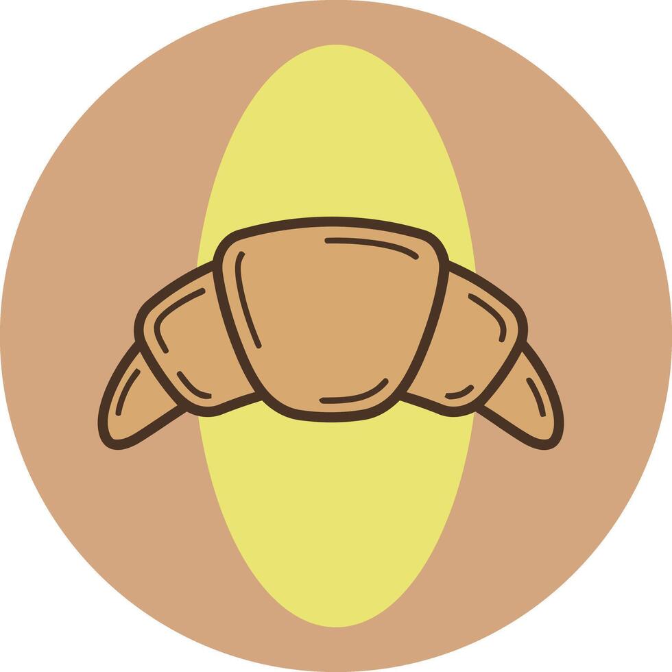 A close up of a croissant logo with circle at behind it. vector