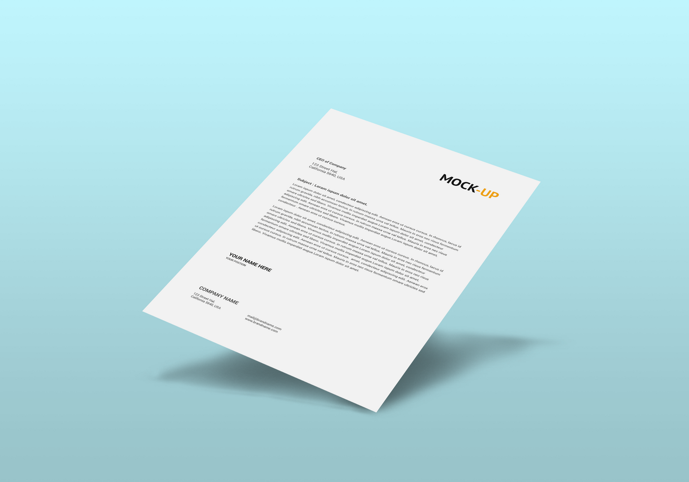 A4 Size Flying Letterhead Mockup psd