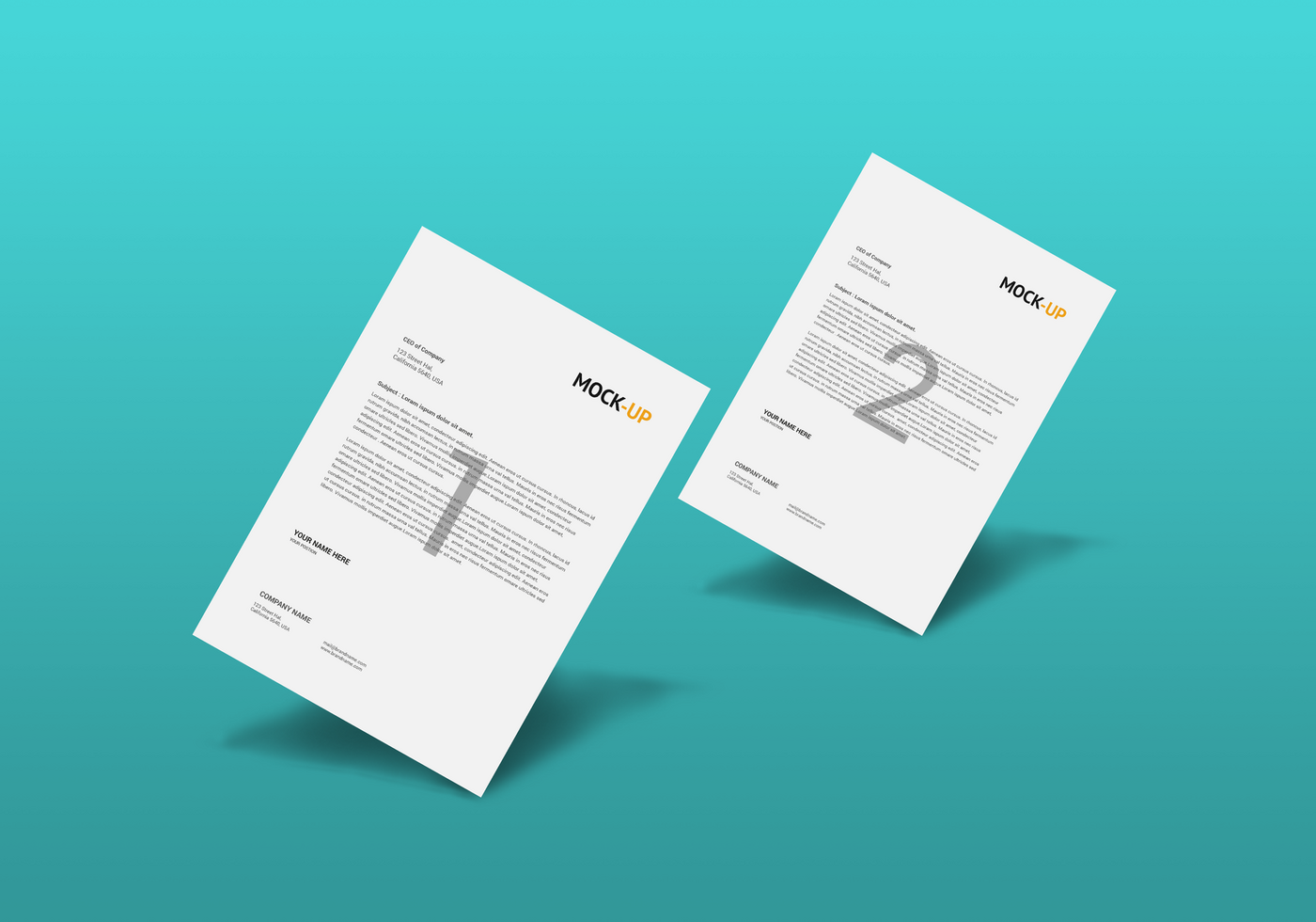 Two A4 Pages Letterhead Mockup Front and Back psd