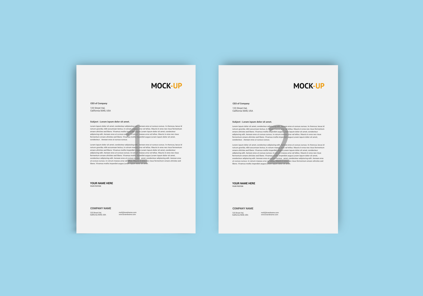 Two New A4 Pages Letterhead Mockup Template psd