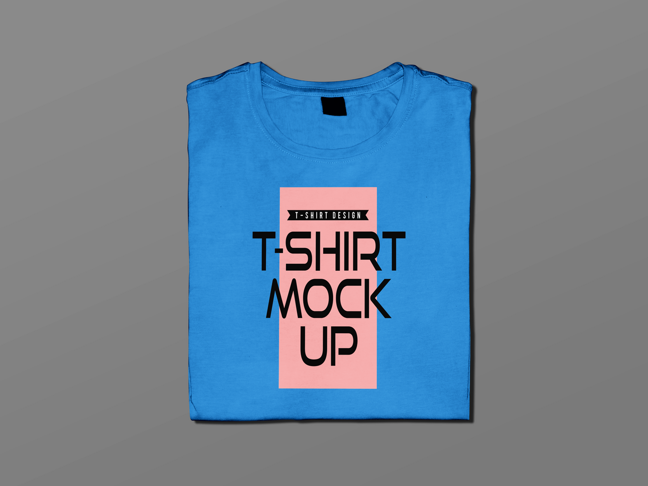Blue Folding T-shirt Mockup Template a men wear psd