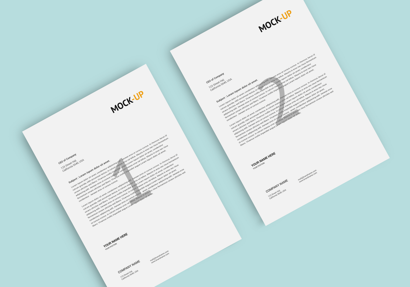 Two Corner A4 Size Letterhead Mockup psd