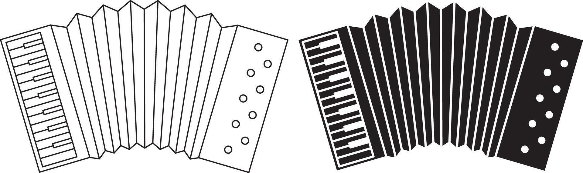 outline silhouette Accordions icon set vector