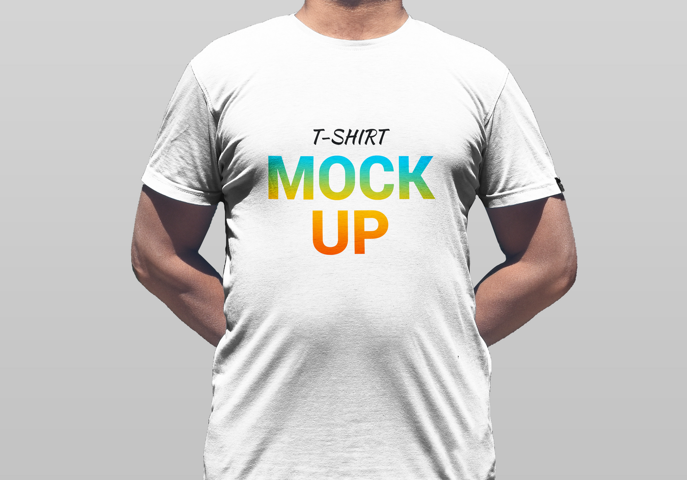 T-shirt Mockup Template Front View a men wear psd