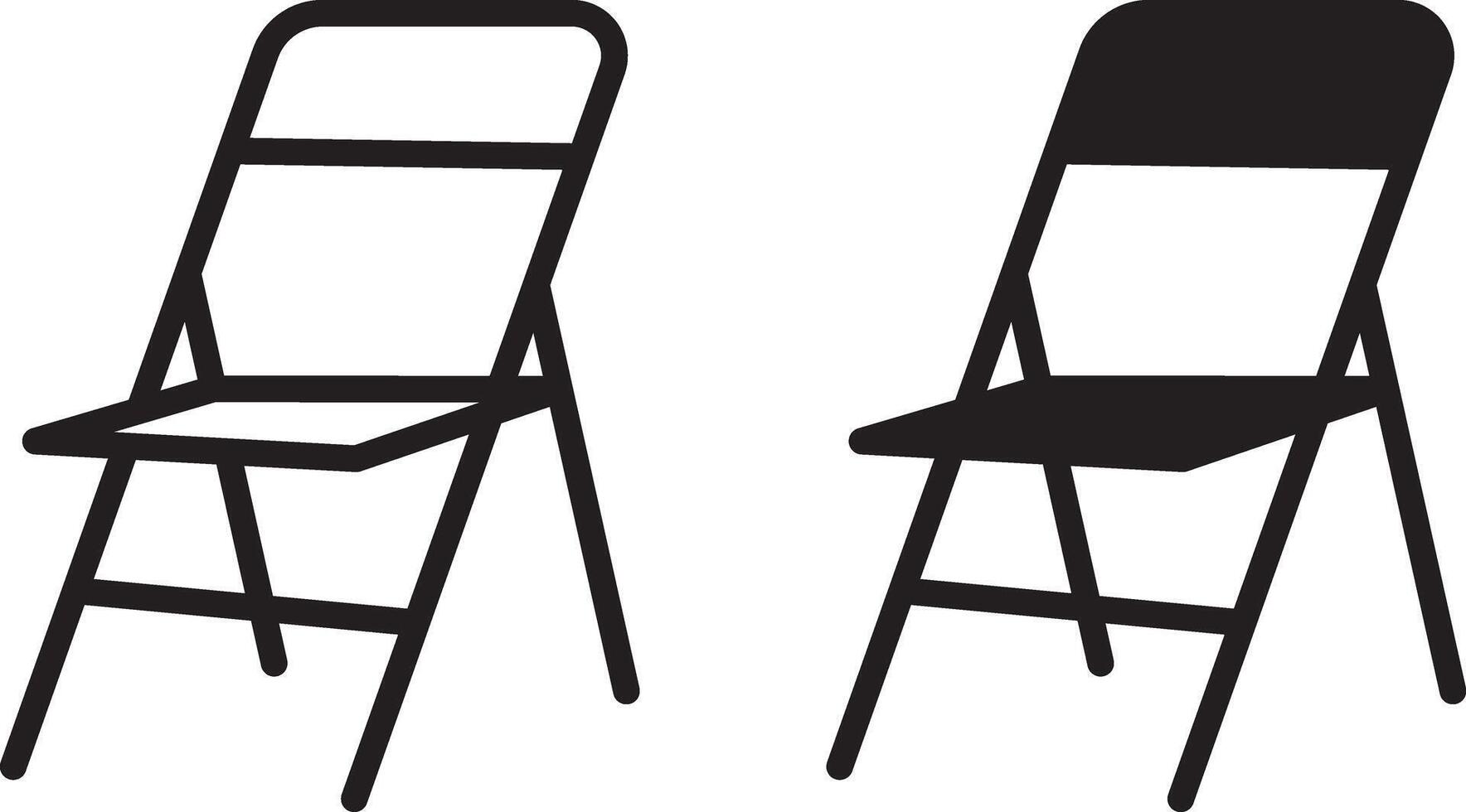 outline silhouette Folding chair icon set vector