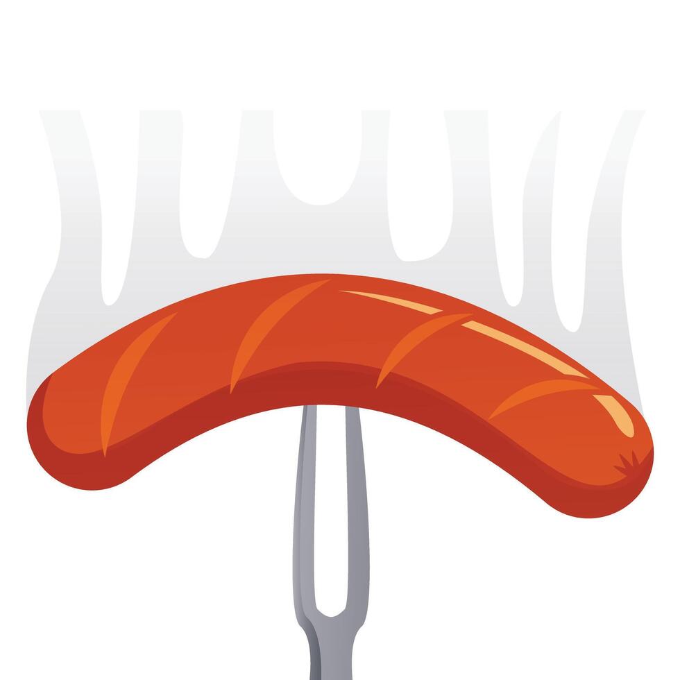 Free Freshly cooked grilled sausage pierced by a fork. Perfect for food illustration asset design art asset vector