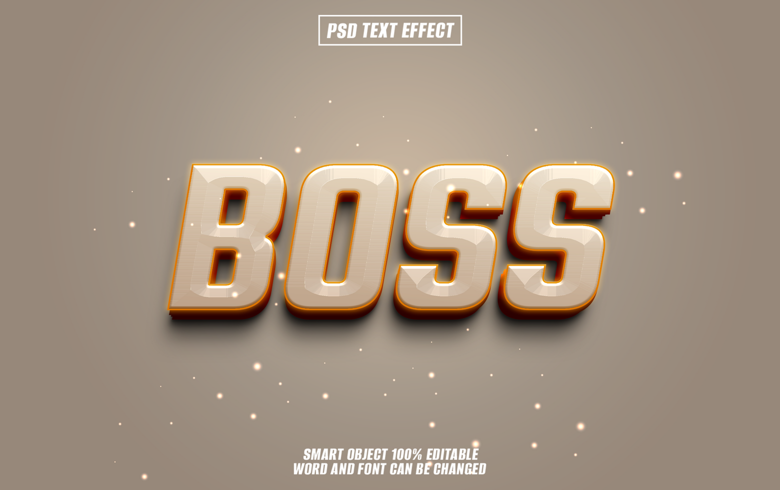 3D Text Effect Boss with golden edges psd