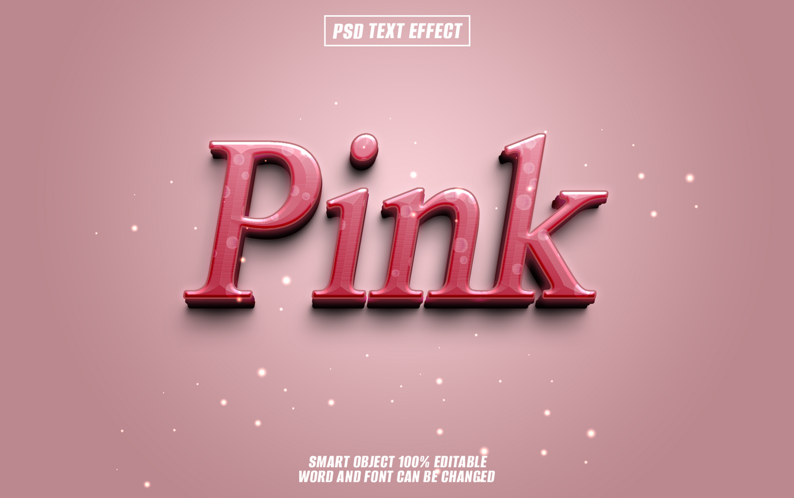 3D pink text effect, glossy, shiny, psd