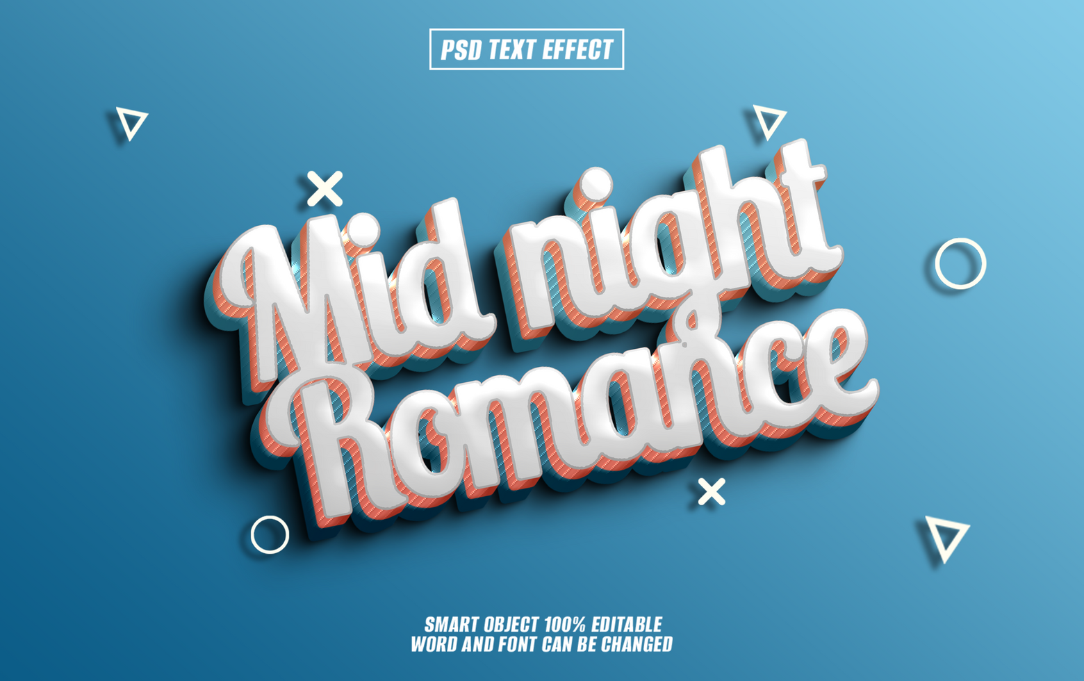 3D text effect Midnight Romance with pastel colors psd