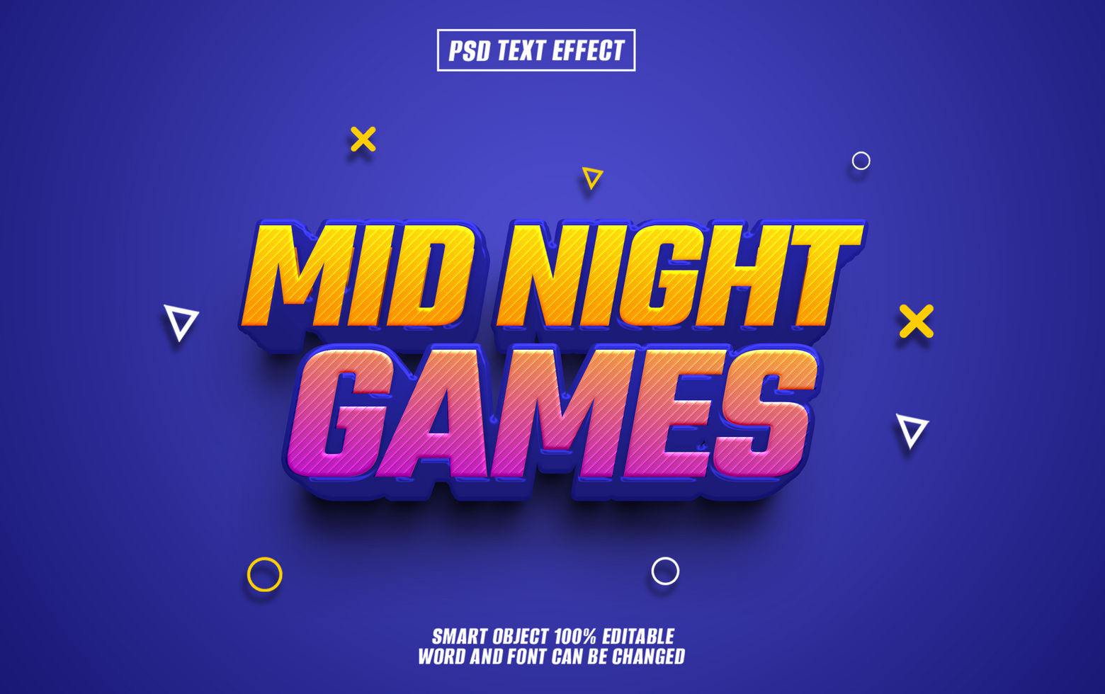3D text effect design Midnight Games psd