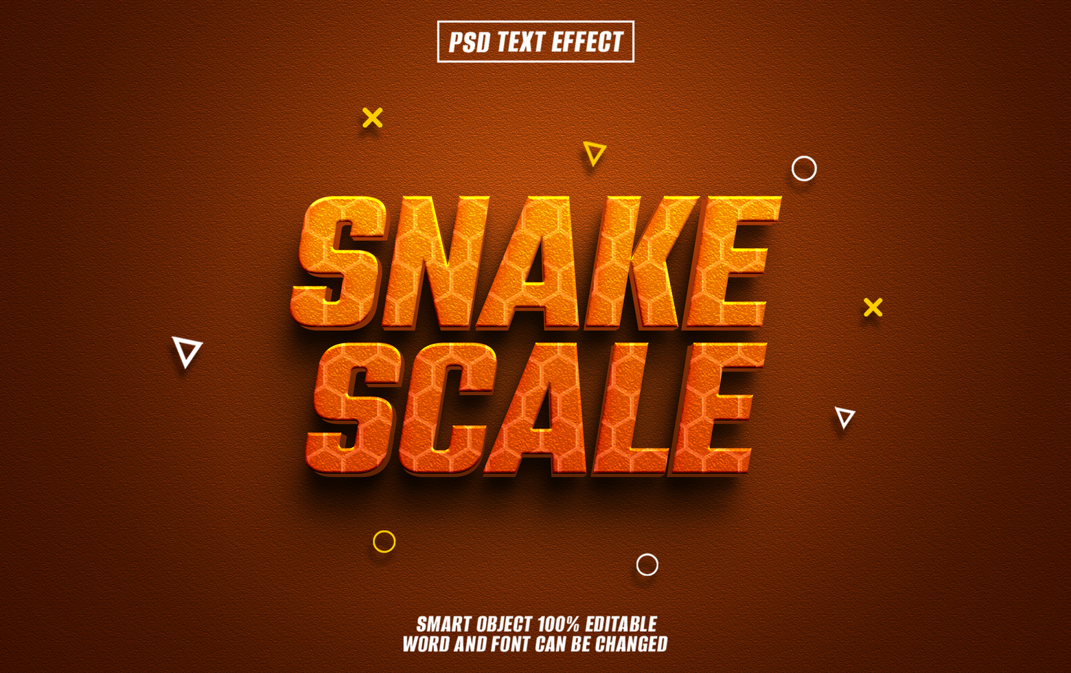 3D text effect Snake Scale with hexagonal pattern psd
