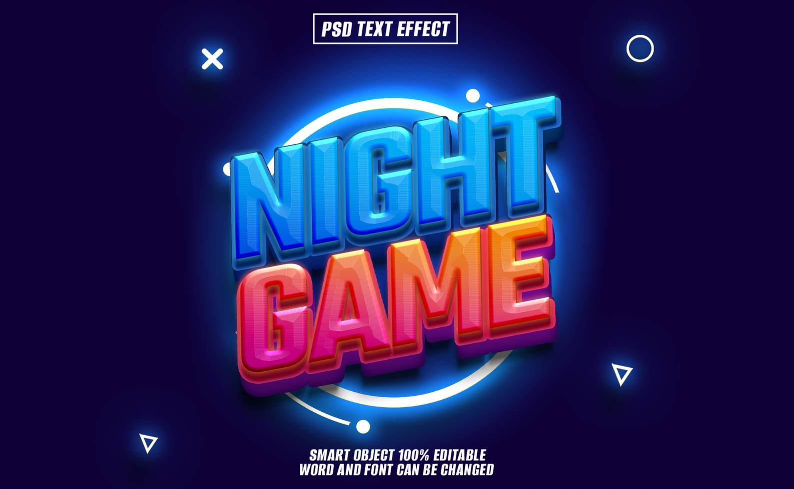 3D text effect design Night Game psd