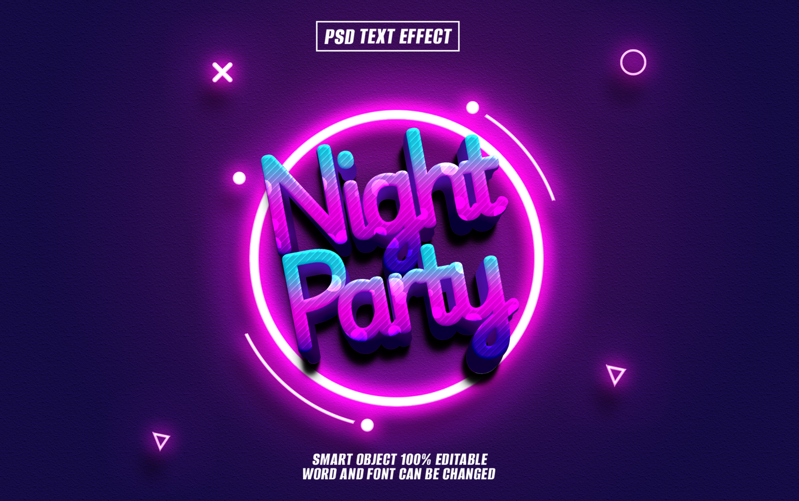Neon Night Party Text Effect psd
