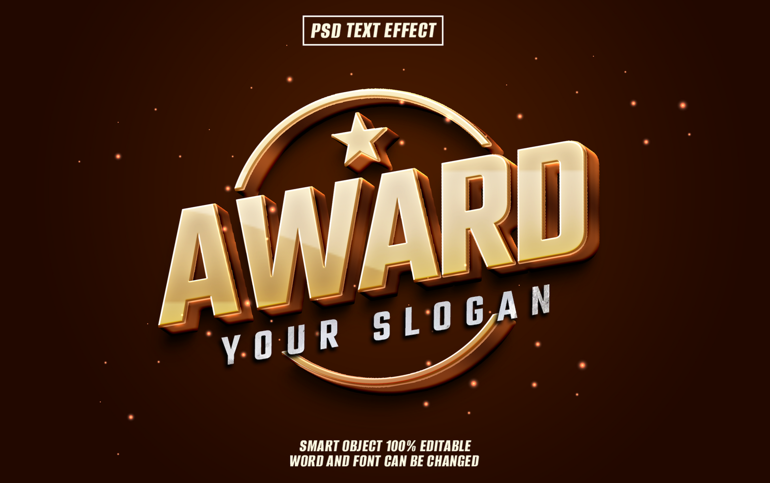 3D Gold Award Text Effect with star psd