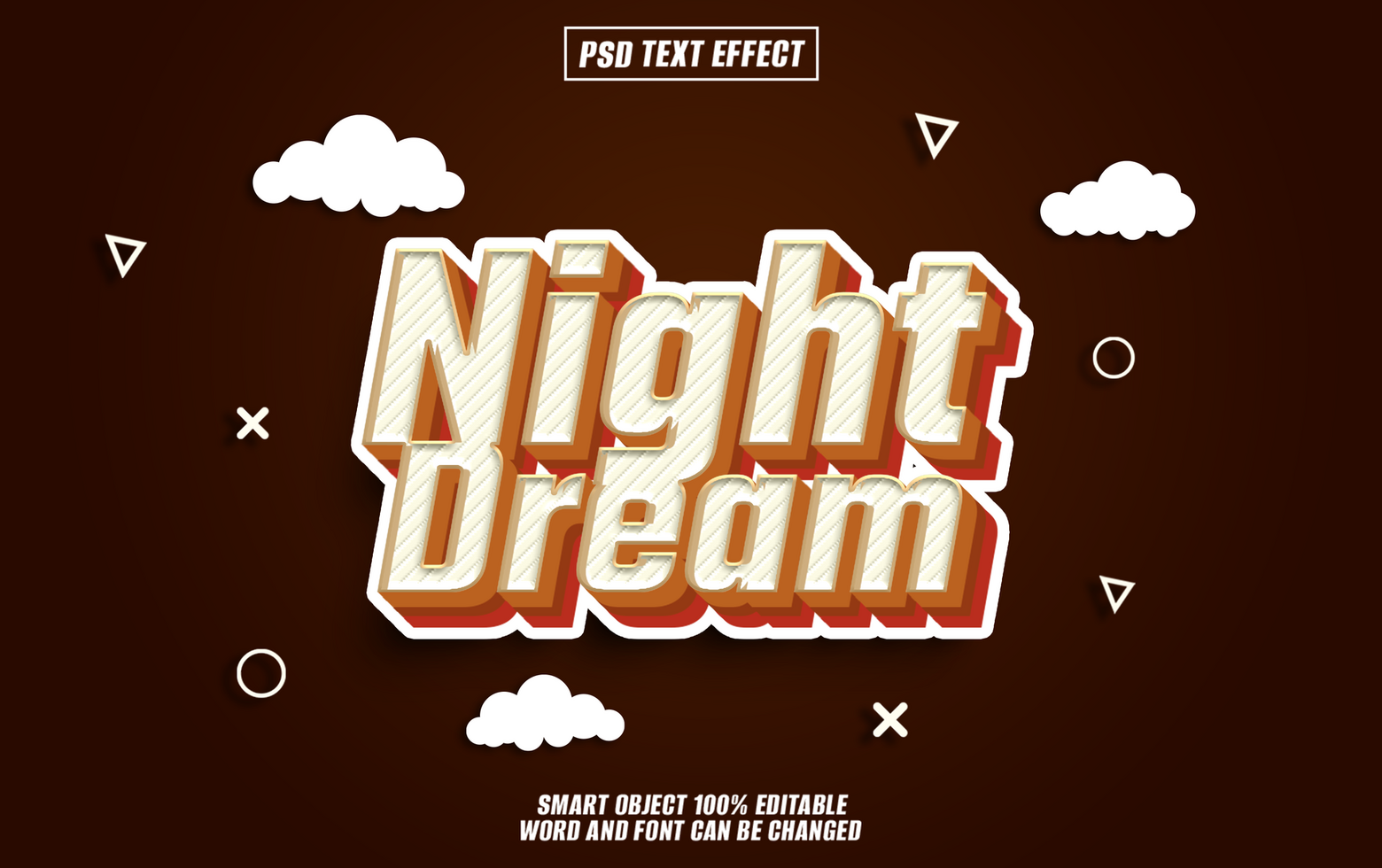 Retro style Night Dream text effect design psd