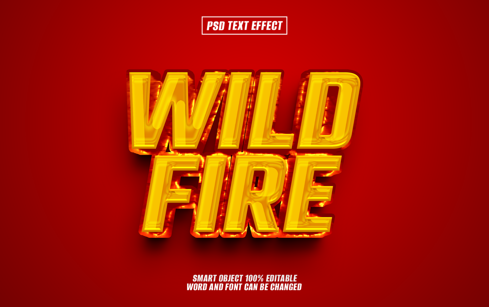 3D ref text effect Wild Fire on red background. psd