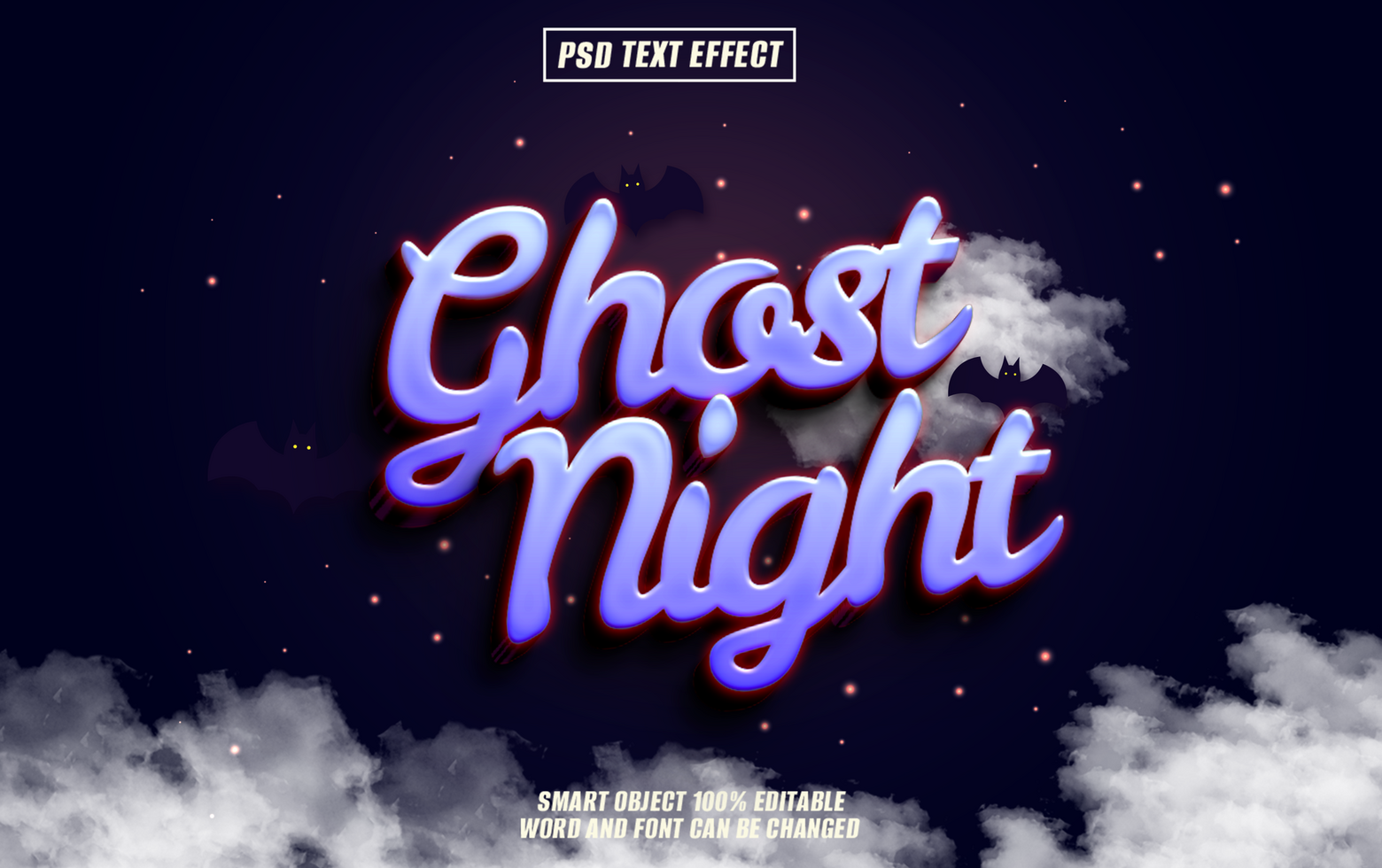 3D stylized text effect Ghost Night psd