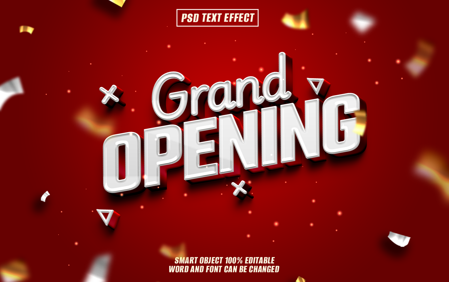 Grand Opening text effect with red background psd
