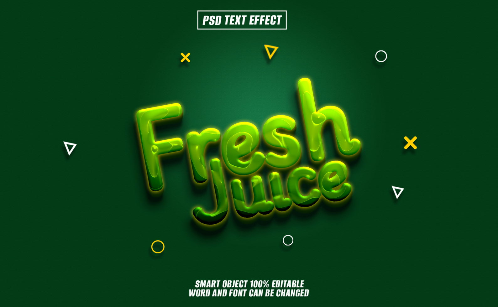 3D green Fresh Juice text effect psd