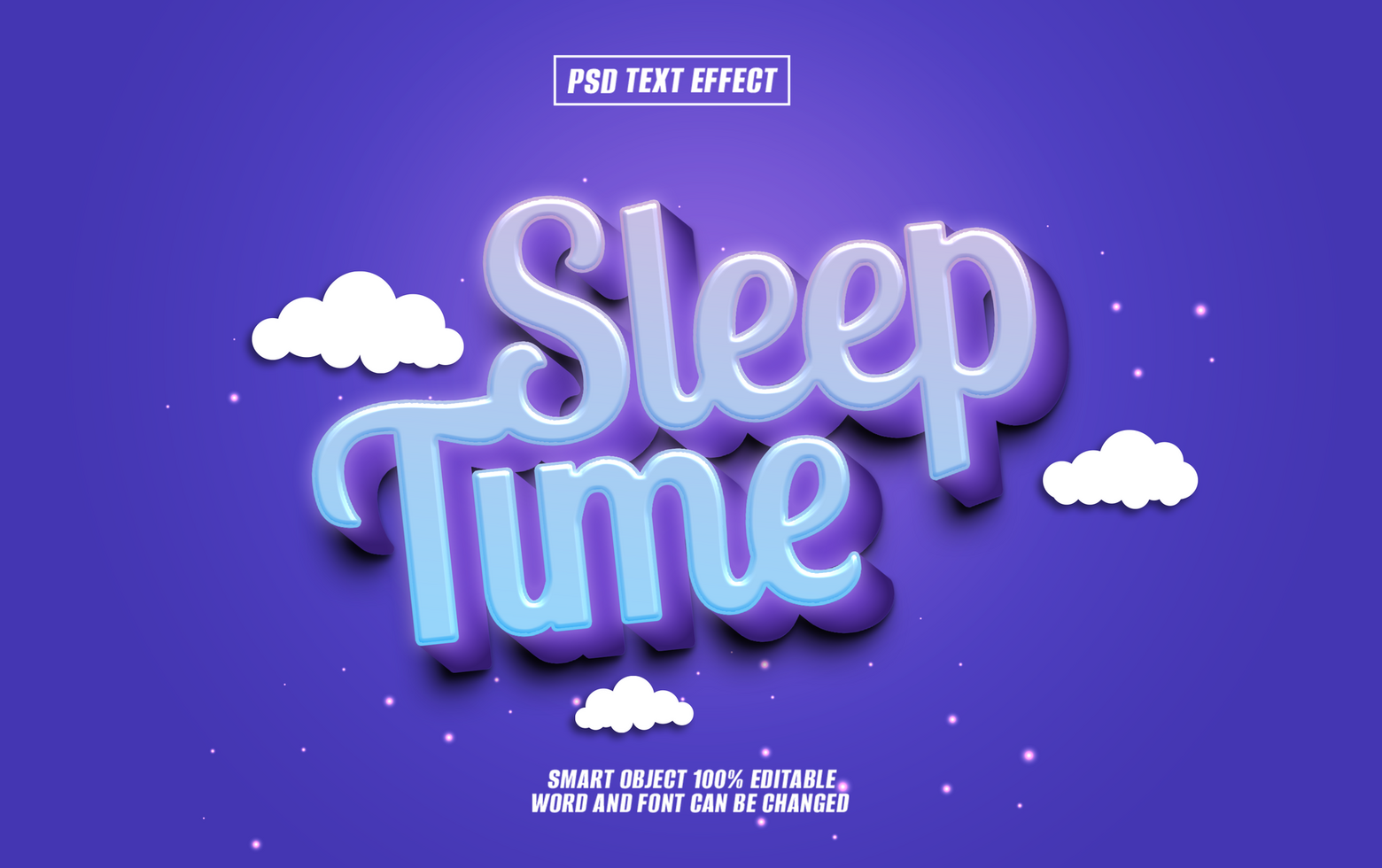 3D stylized text Sleep Time on purple background psd