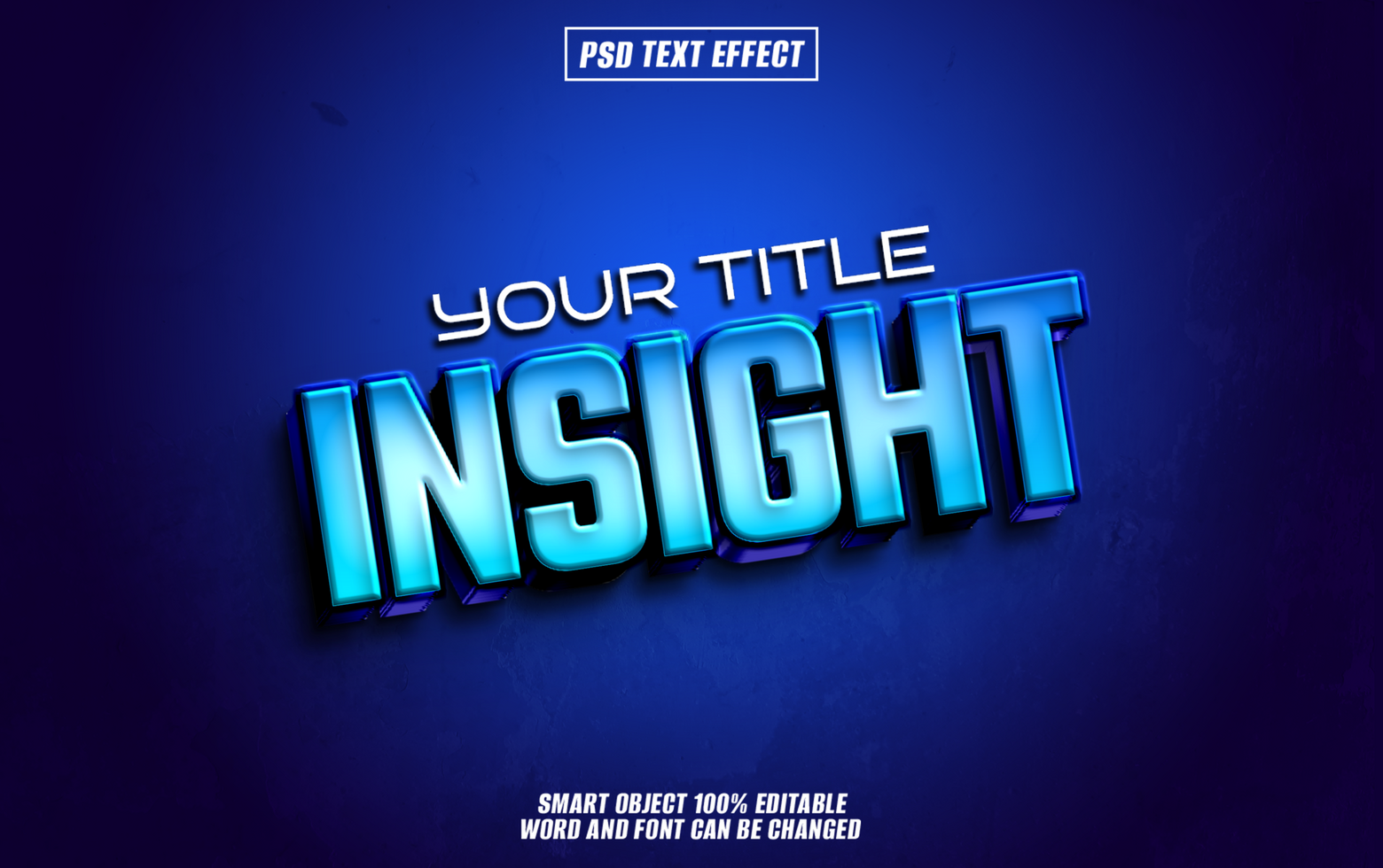 3D blue text effect, Insight, editable, futuristic, psd