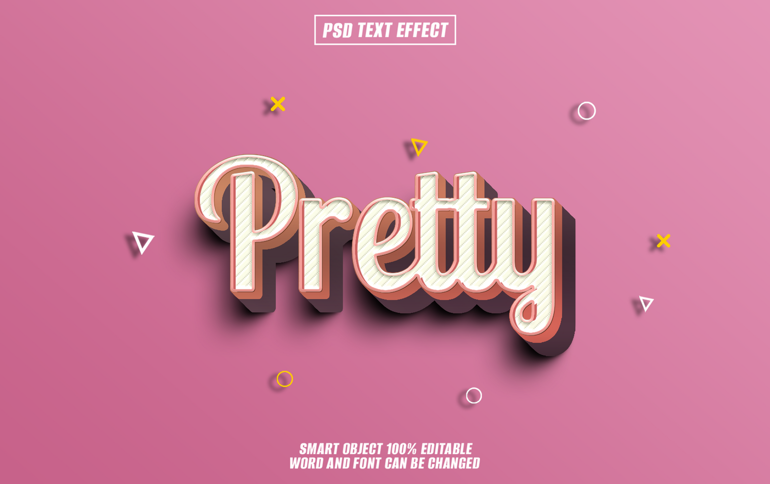 3D stylized Pretty text effect on pink background. psd