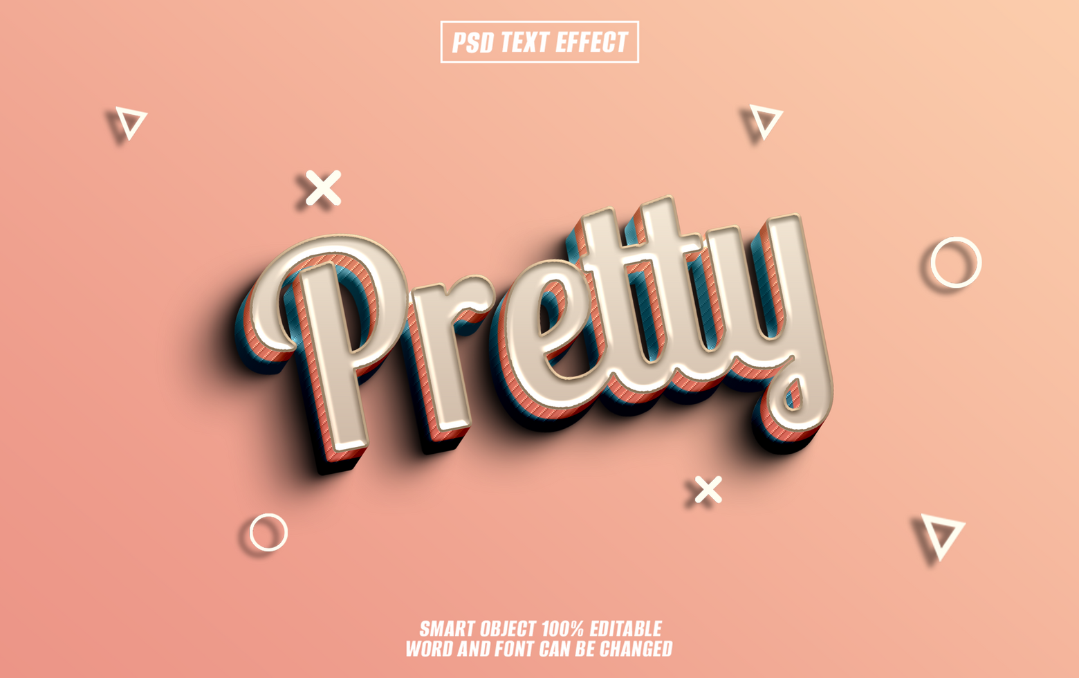 3D Retro Text Effect Pretty on Pink Background. psd