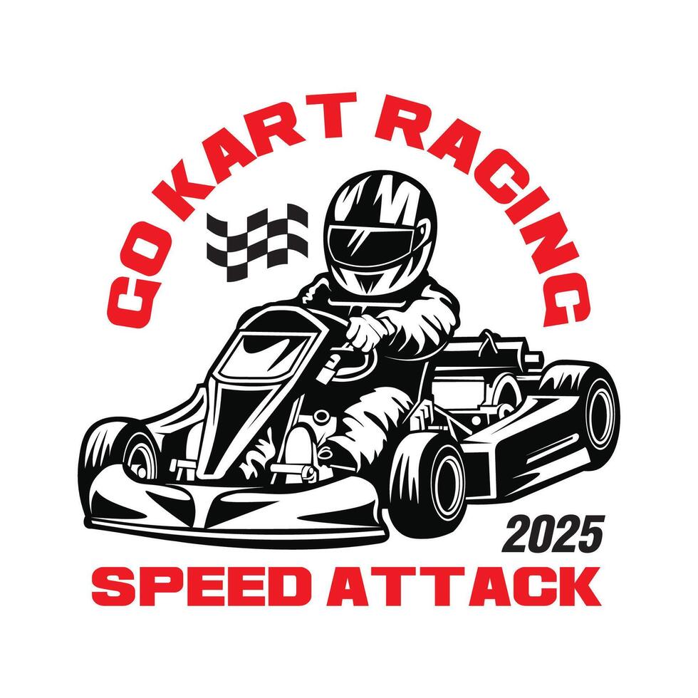 Go Kart racing, good for event logo also t shirt and racing team logo vector