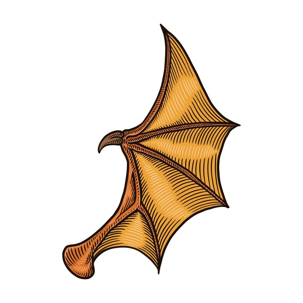 hand drawing illustration of golden devil wings vector