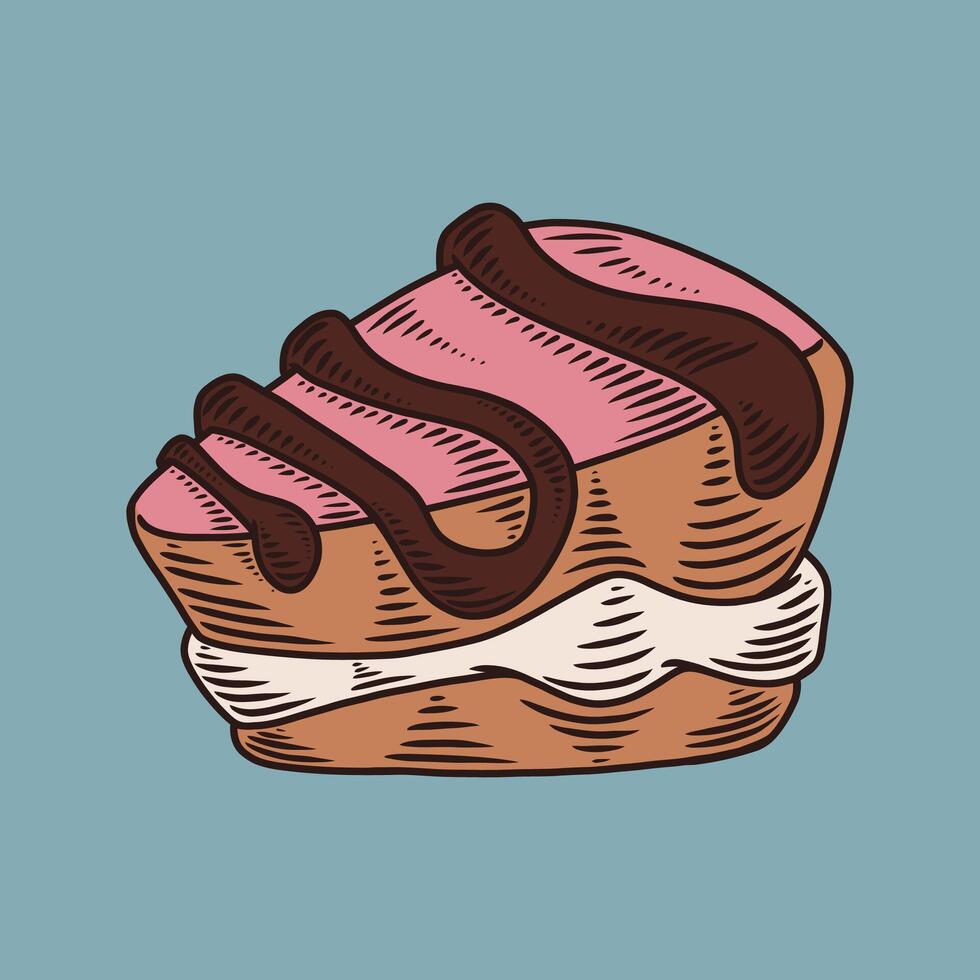 Illustration of a sandwich cake with delicious cream, pastel colors vector