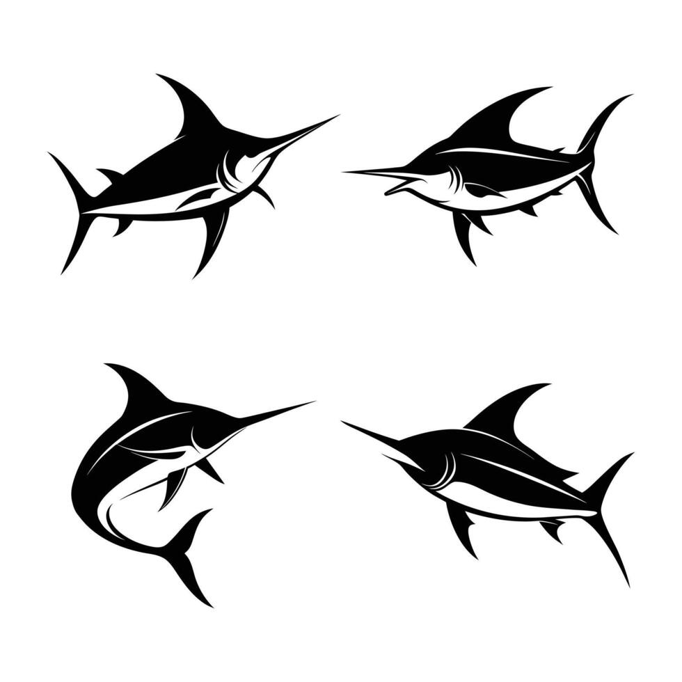 swordfish silhouettes set vector