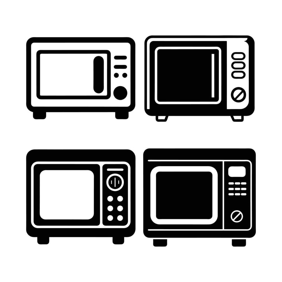 microwave icons set vector
